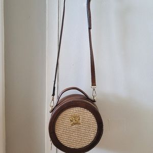 Italian leather and straw bag
